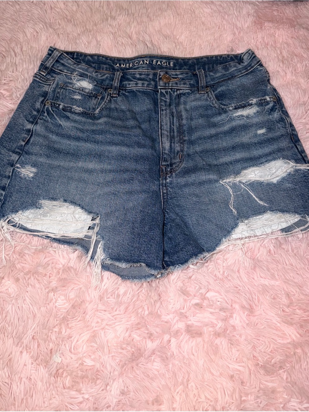 American Eagle Outfitters Distressed High-Rise Jean Shorts